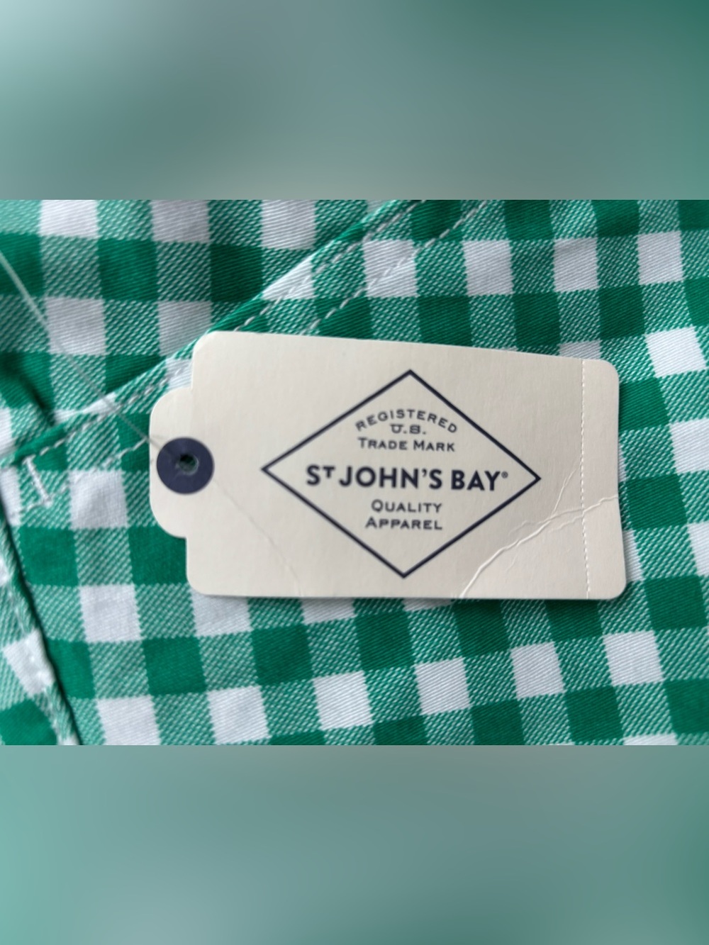St. John's Bay Women’s Green and White Gingham Bermuda Shorts, Size: 16, NWT - Picture 6 of 7